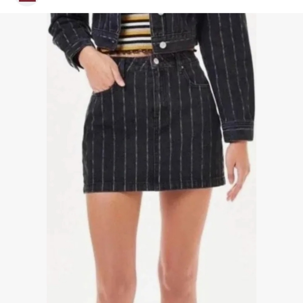PACSUN BLACK WITH WHITE FADED STRIPES, DEMIN MINI SKIRT. SIZE 25